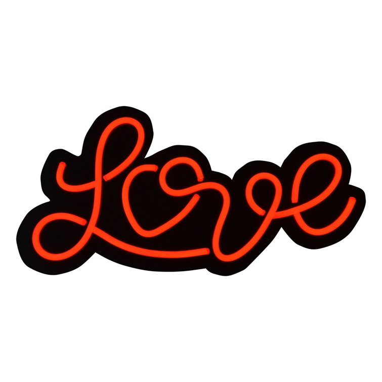 Latitude Run Retro Red Neon "Love" Cursive Writing Home Light Wall